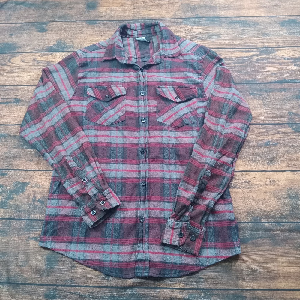 The Pretty Cult Flannel‎ Long Sleeve Button Up Shirt Men' s Medium Blue Red